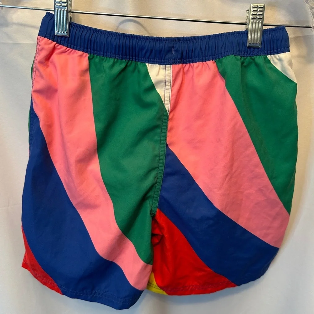Mini Boden Boys Size 10-11 146 cm Blue Green‎ Pink Colorblock Swim Trunks